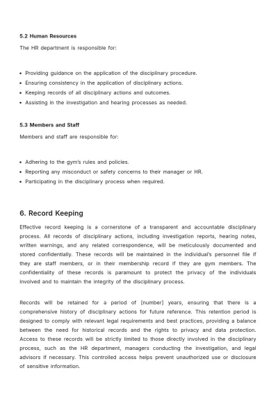Free Gym Disciplinary Procedure Template to Edit Online