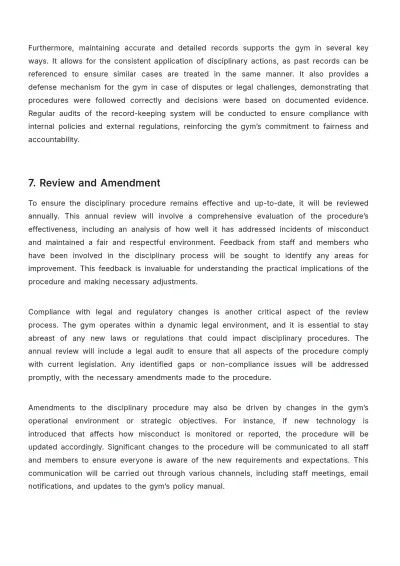 Free Gym Disciplinary Procedure Template to Edit Online