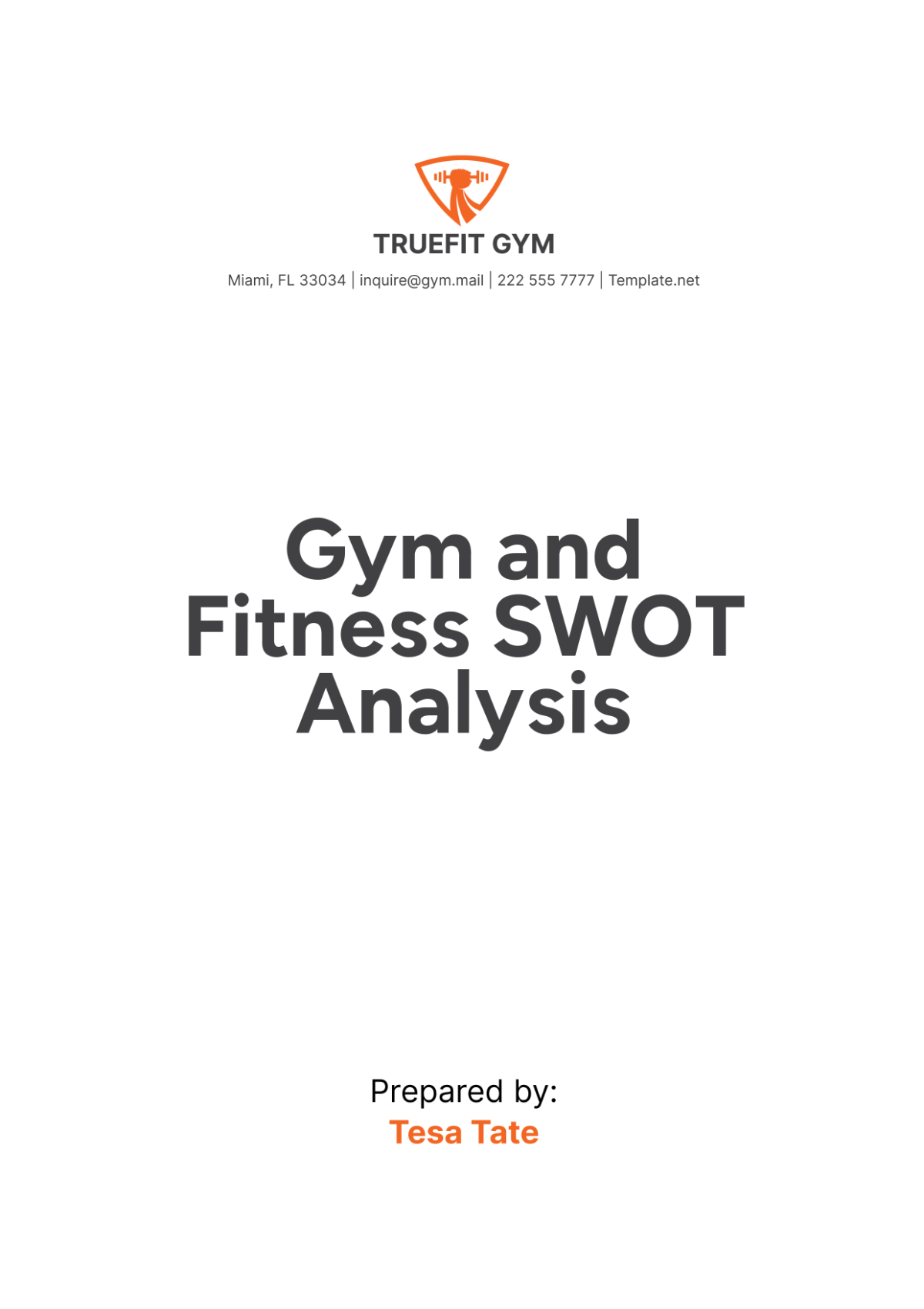 Gym and Fitness SWOT Analysis Template - Edit Online & Download