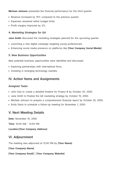 Free Monthly Meeting Report Template to Edit Online