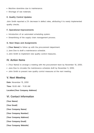 Free Production Meeting Report Template to Edit Online
