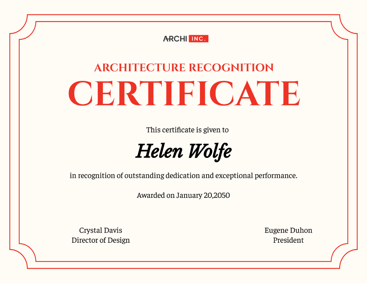 Architecture Recognition Certificate