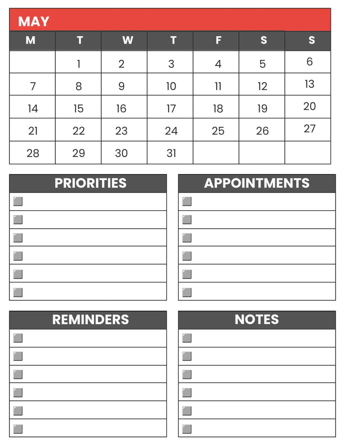 Free Architecture Monthly Planner Template to Edit Online