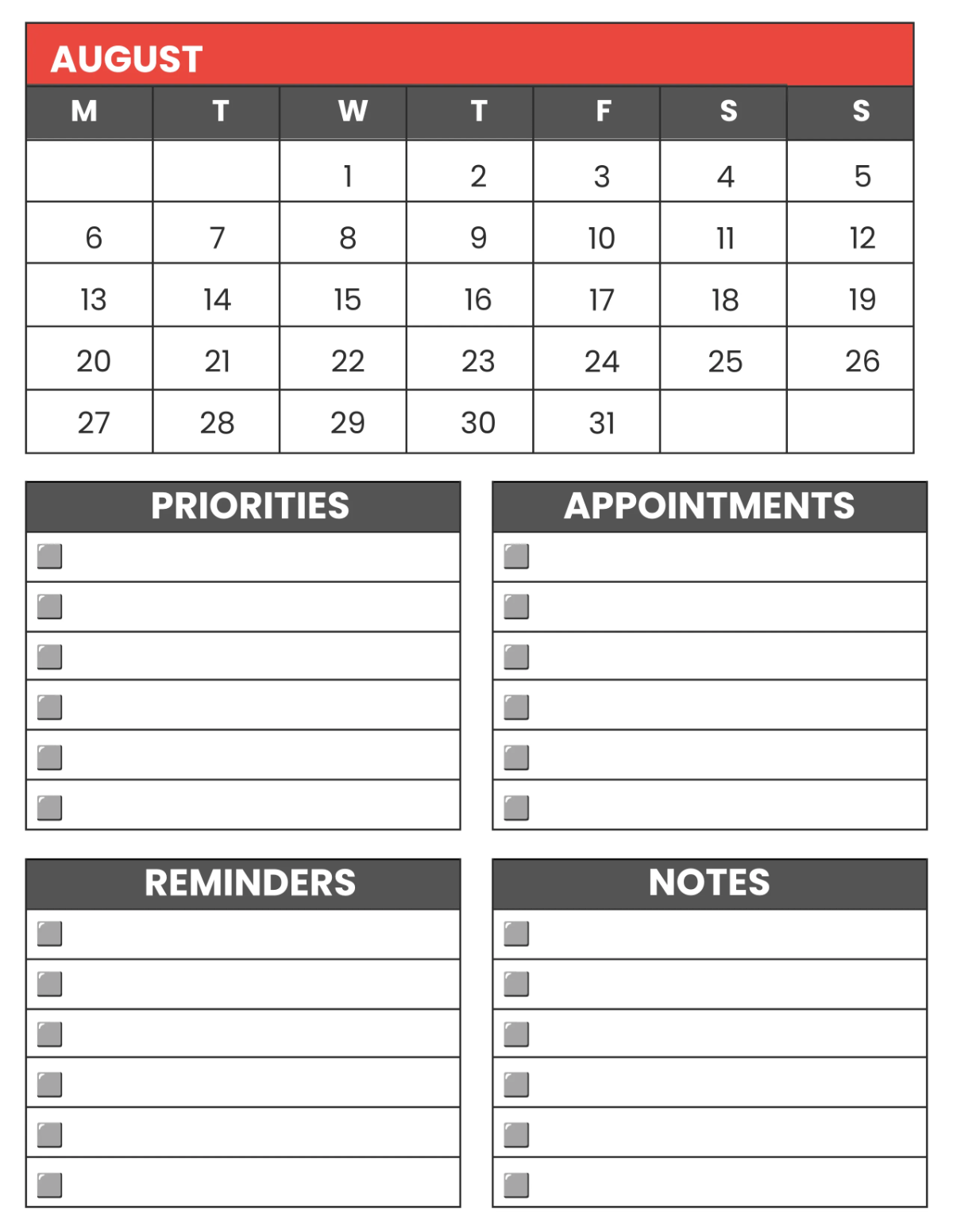 Free Architecture Monthly Planner Template to Edit Online