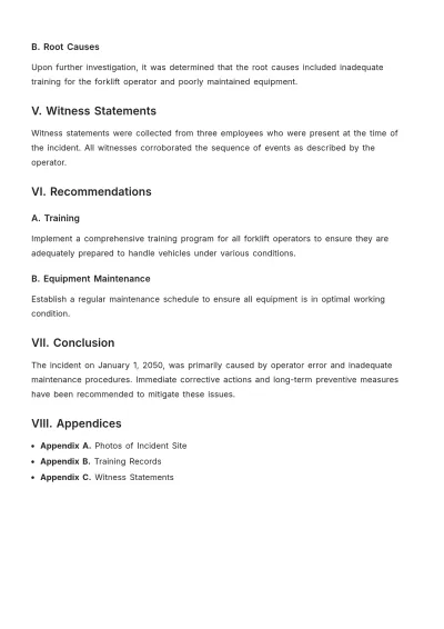 Free Accident Investigation Report Template to Edit Online