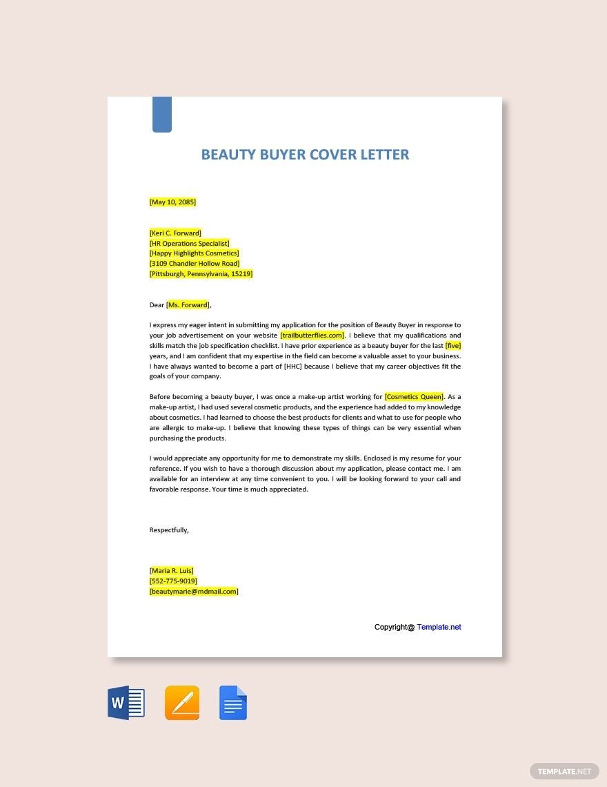 Beauty Buyer Cover Letter