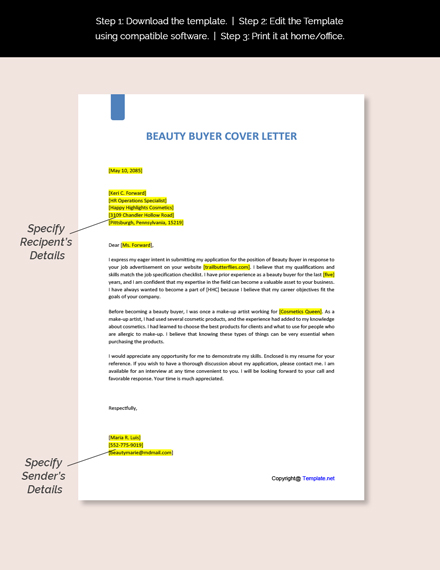 cover letter examples beauty