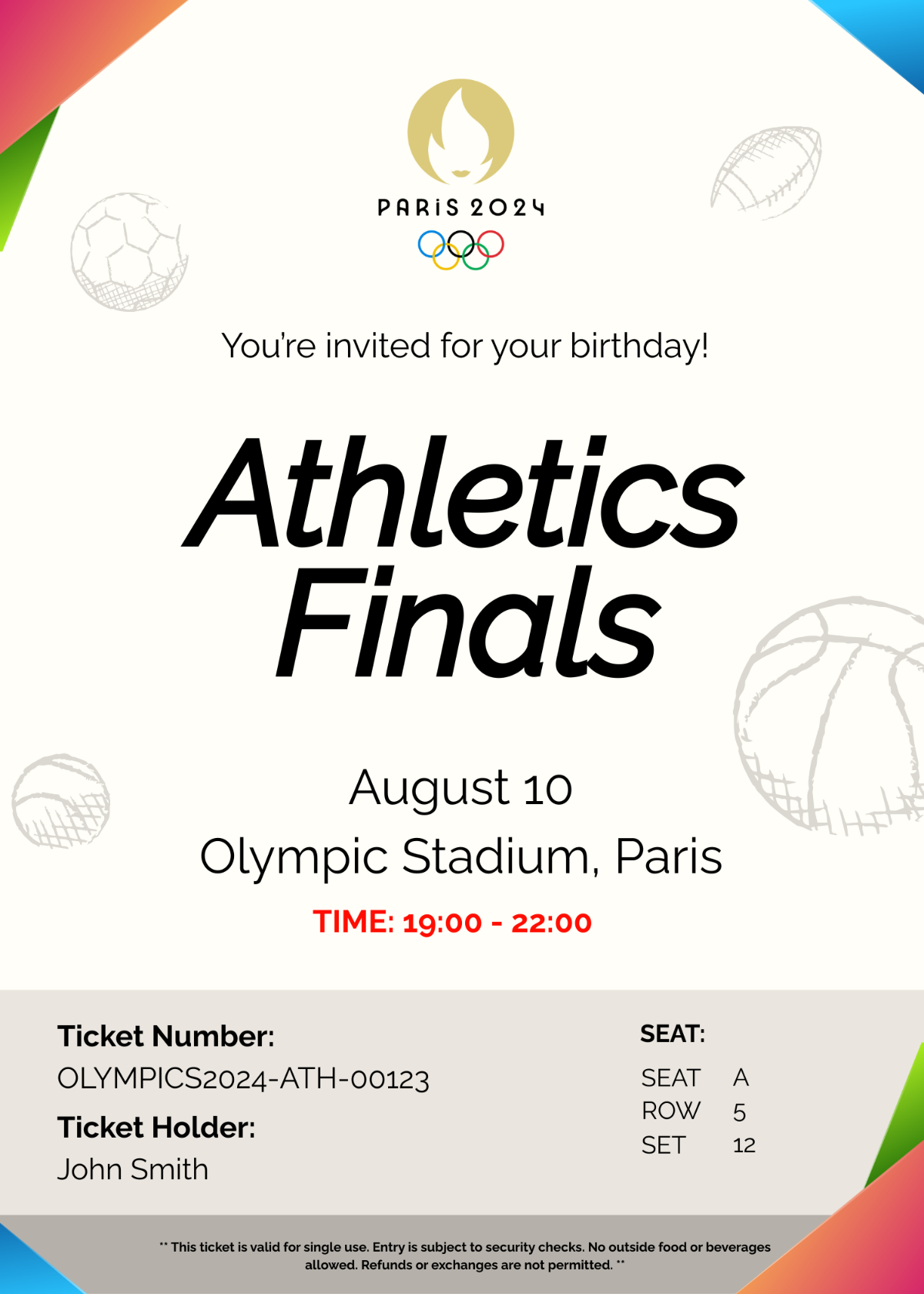 Olympics Sports Birthday Invitation