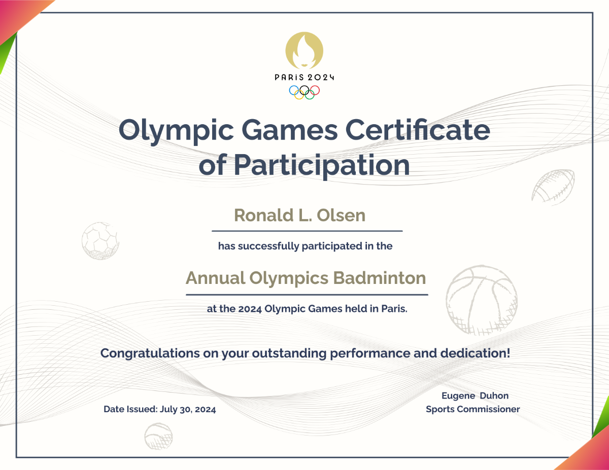 Olympics Certificate