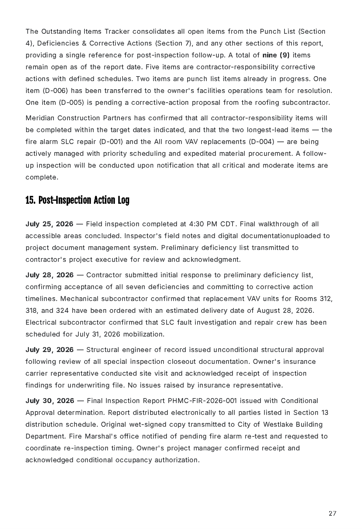 Free Final Inspection Report Template to Edit Online