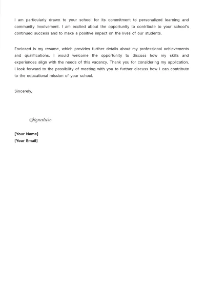 Free Head Teacher Cover Letter to Edit Online