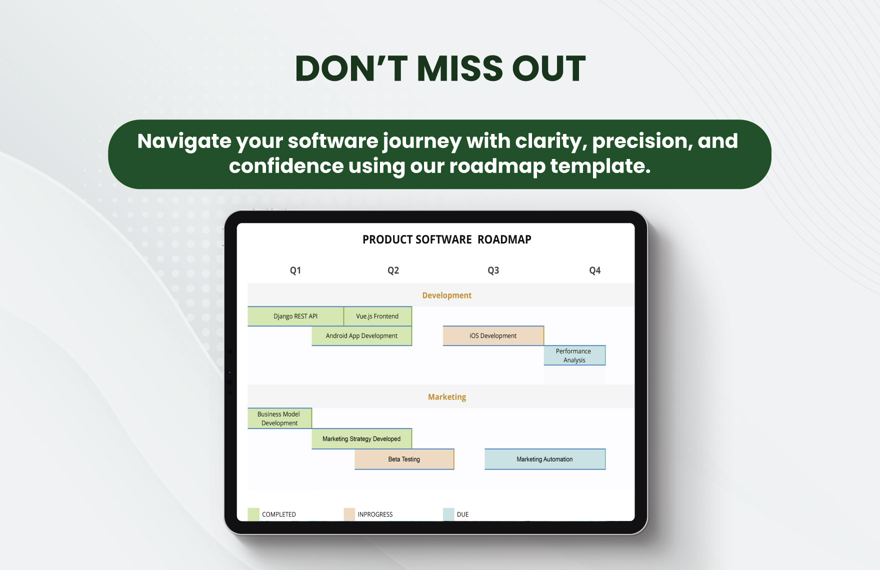 Product Software Roadmap Template