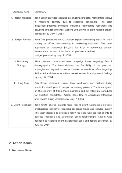Free Short Meeting Report Template to Edit Online