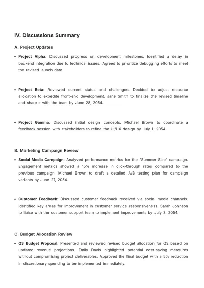 Free Weekly Meeting Report Template to Edit Online