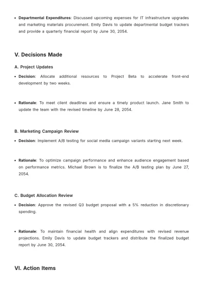 Free Weekly Meeting Report Template to Edit Online