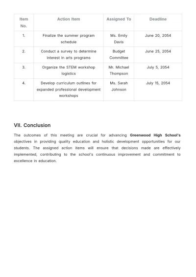 Free School Meeting Report Template to Edit Online