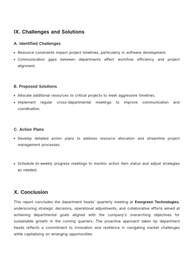 Free Quarterly Meeting Report Template to Edit Online