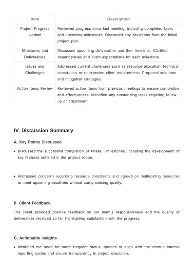 Free Client Meeting Report Template to Edit Online