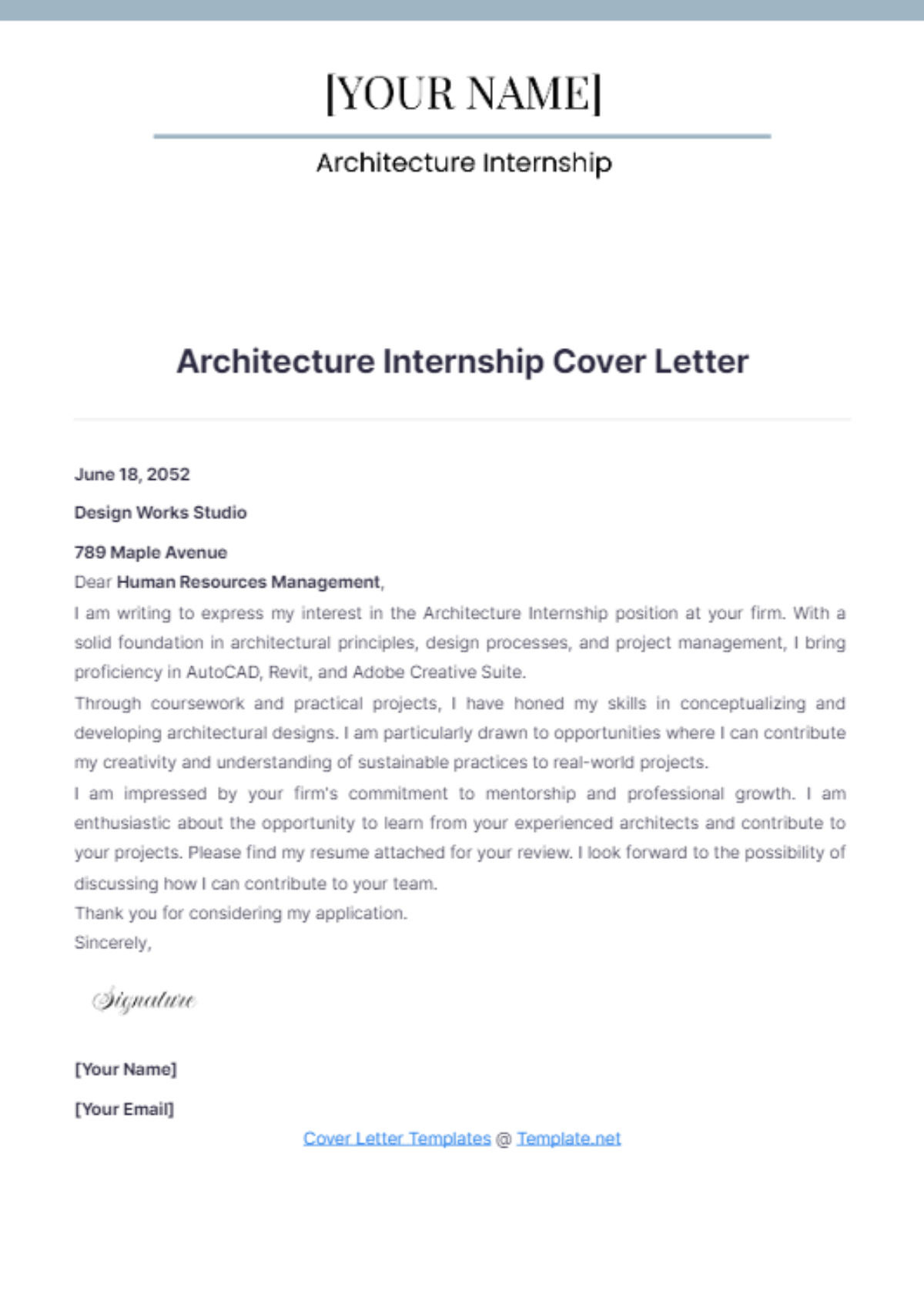 Architecture Internship Cover Letter - Edit Online & Download