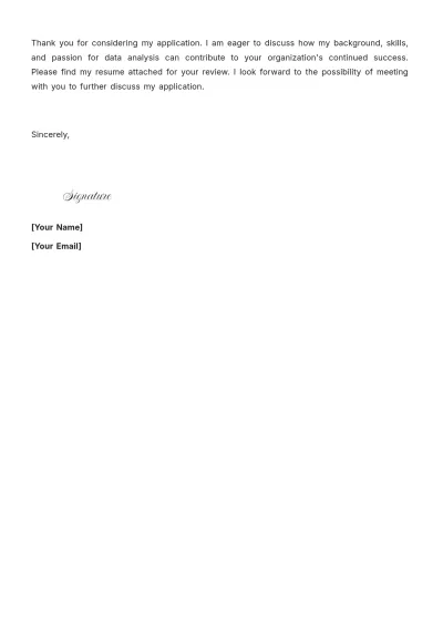 Free Master Data Analyst Cover Letter to Edit Online