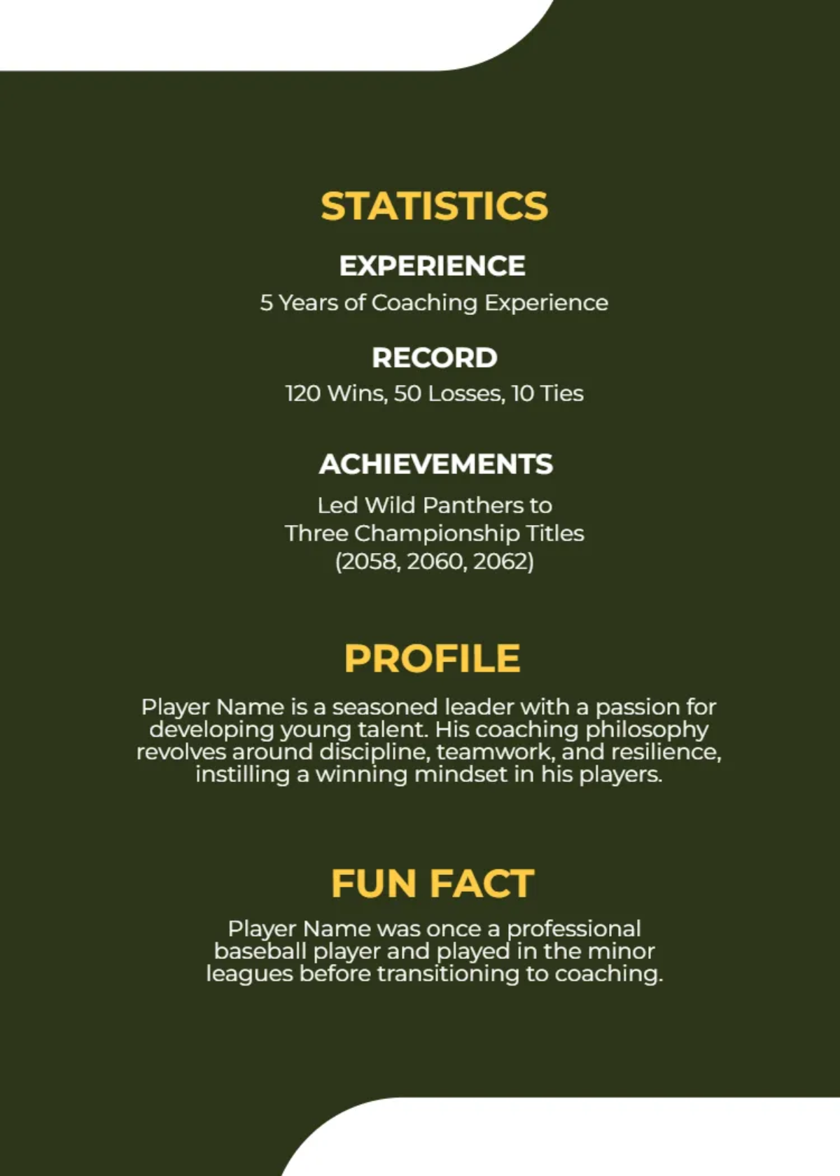 Free Coach Baseball Card Template to Edit Online