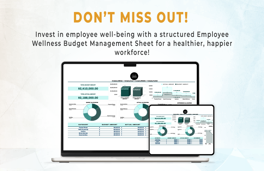 Employee Wellness Budget Management Sheet Template