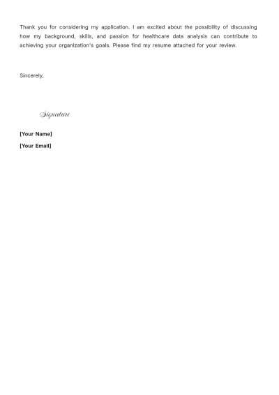 Free Healthcare Data Analyst Cover Letter to Edit Online