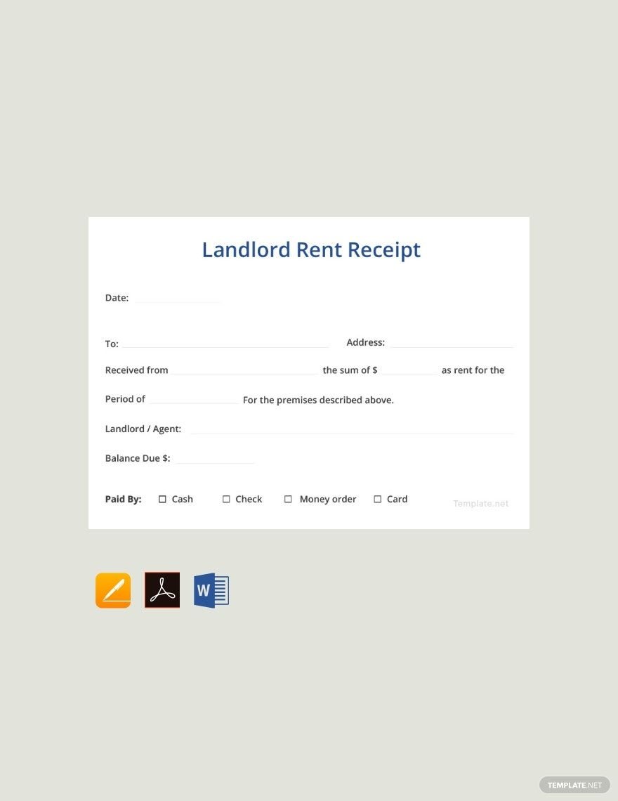 Sample Landlord Rent Receipt Template