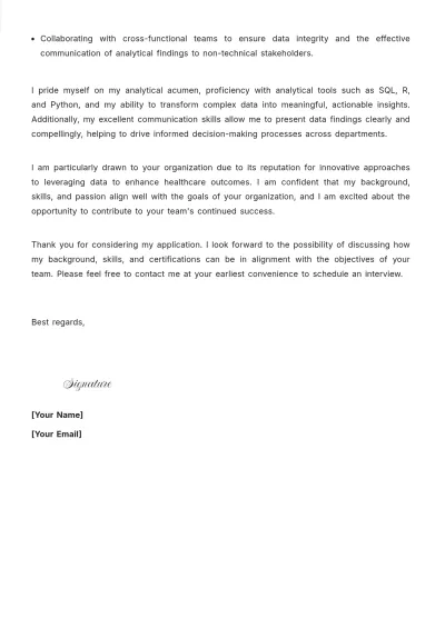 Free Clinical Data Analyst Cover Letter to Edit Online
