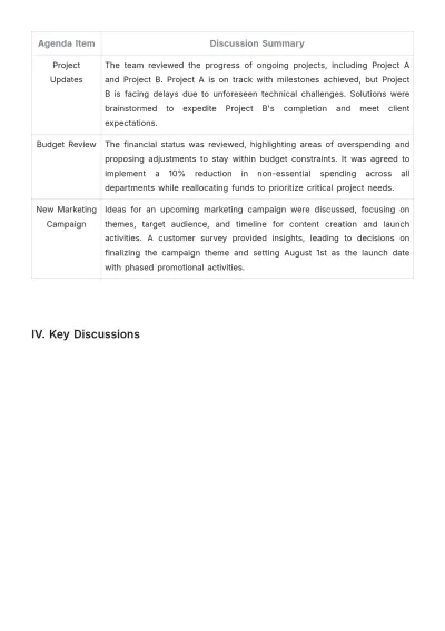 Free Meeting Summary Report Template to Edit Online