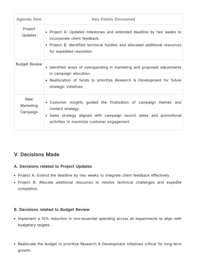 Free Meeting Summary Report Template to Edit Online