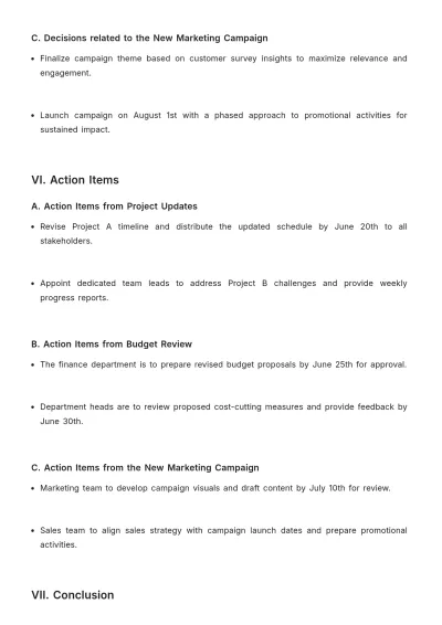 Free Meeting Summary Report Template to Edit Online