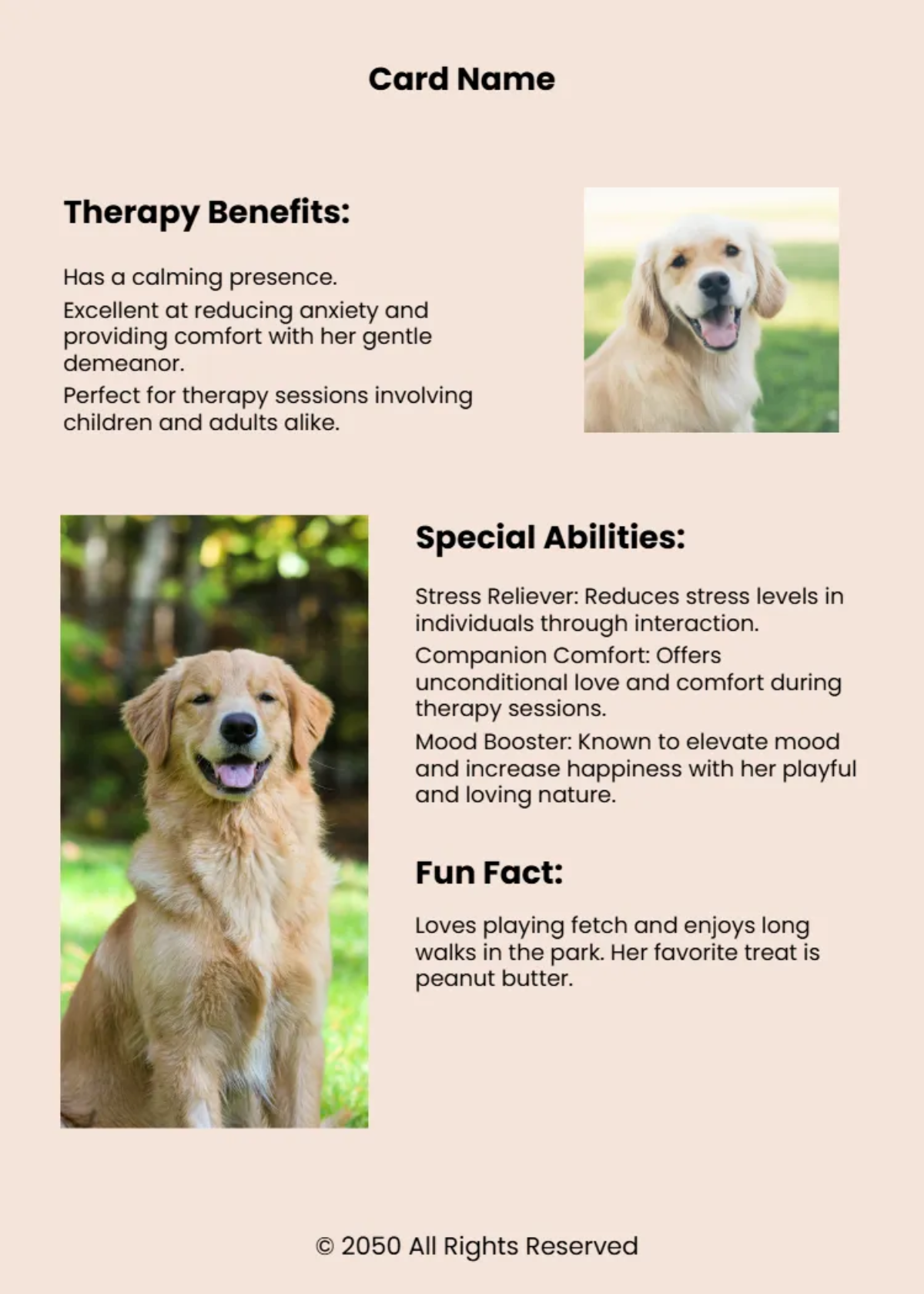 Free Therapy Pet Trading Card Template to Edit Online