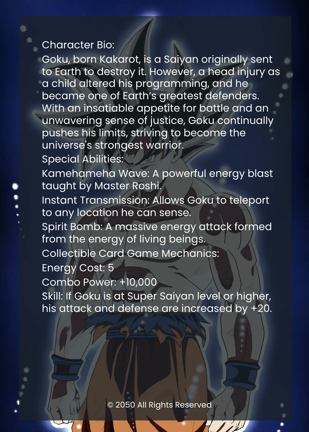 Free Dragonball Z Trading Card Template to Edit Online