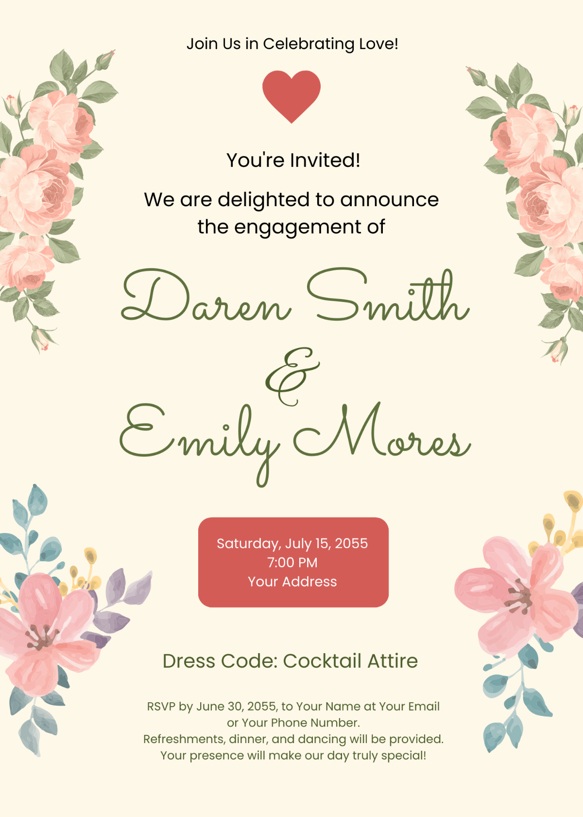Engagement Party Announcement Invitation