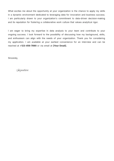 Free Statistical Analysis Data Analyst Cover Letter to Edit Online