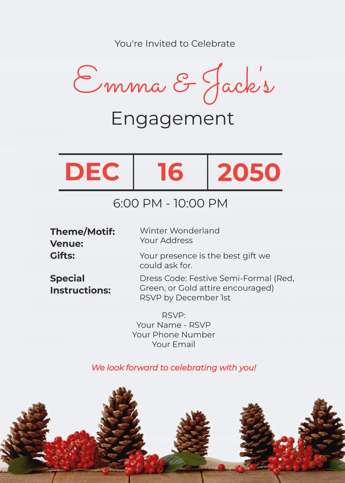 Christmas Engagement Party Invitation