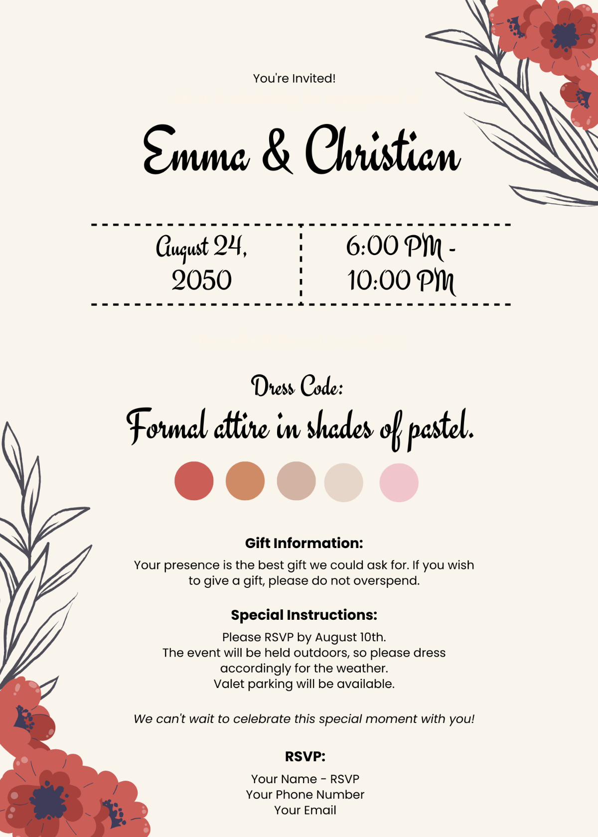 Engagement Party Dress Code Invitation