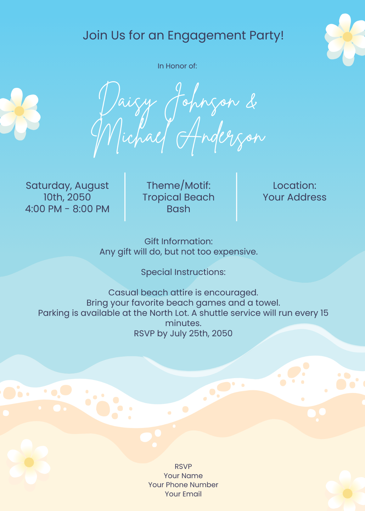 Engagement Party Beach Invitation