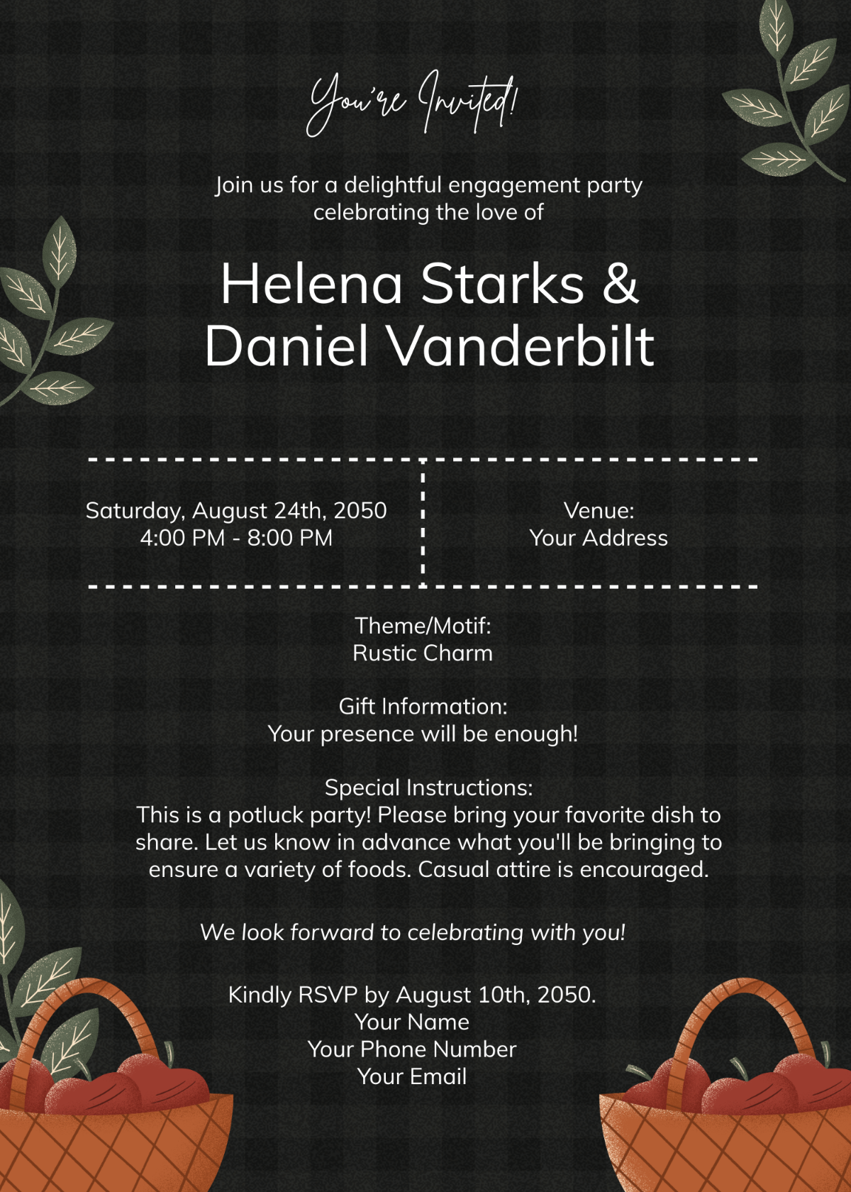 Engagement Party Potluck Invitation