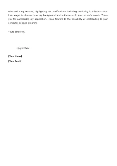 Free Computer Teacher Cover Letter to Edit Online