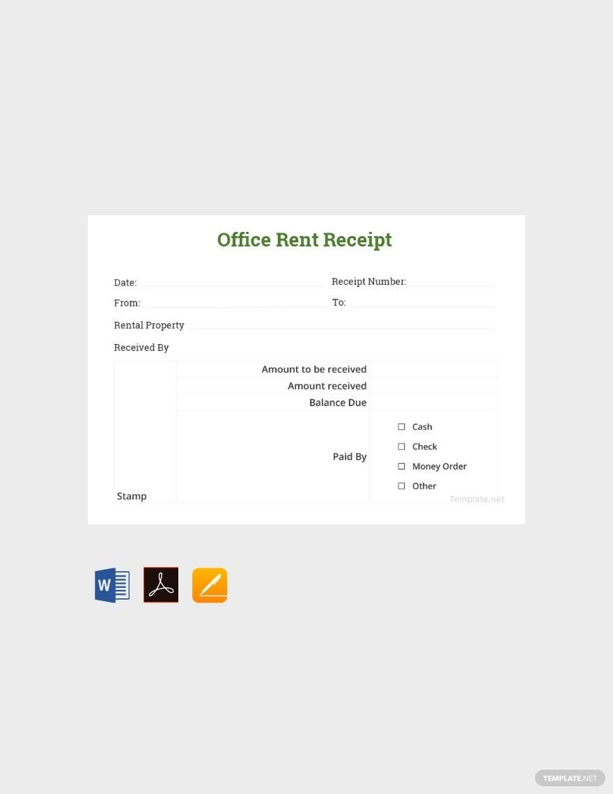 Office Rent Receipt Sample Template