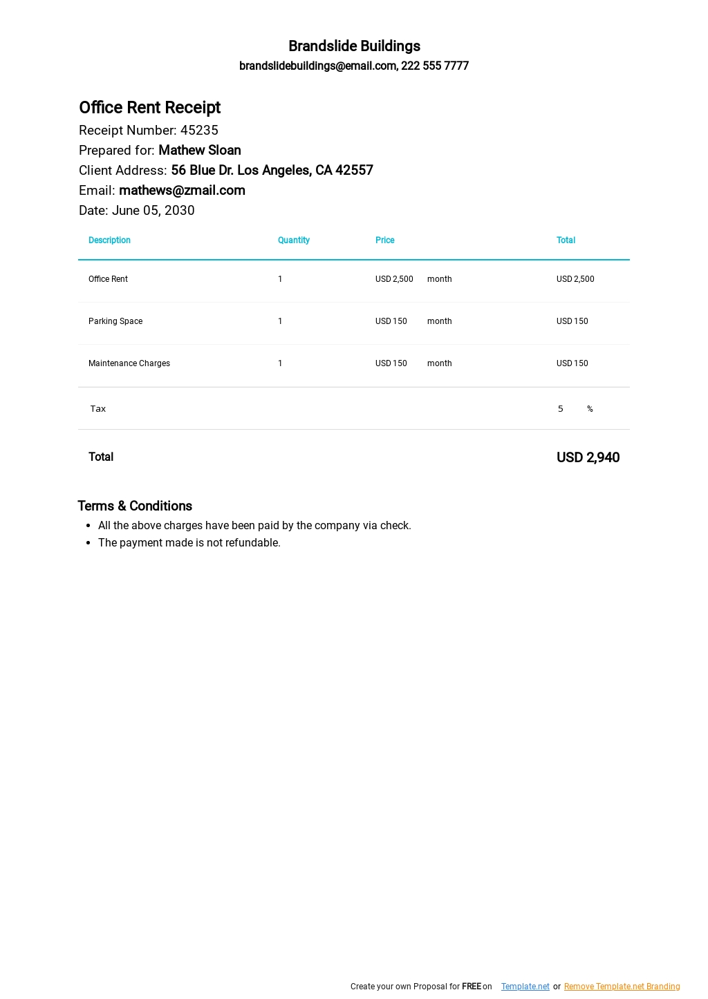 FREE Rent Receipt Templates In Adobe PDF Template