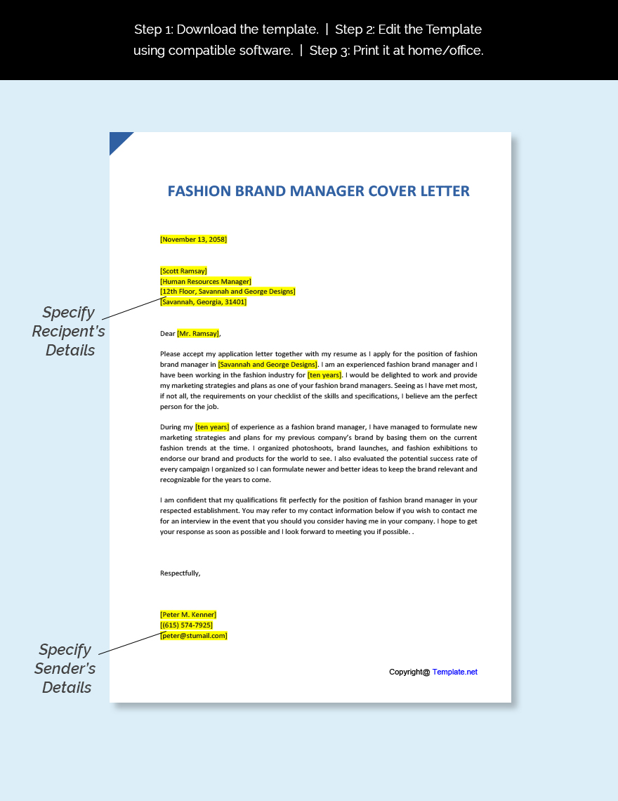 Fashion Brand Manager Cover Letter