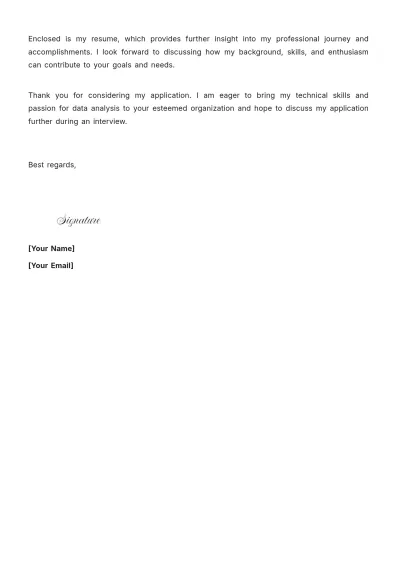 Free Technical Data Analyst Cover Letter to Edit Online