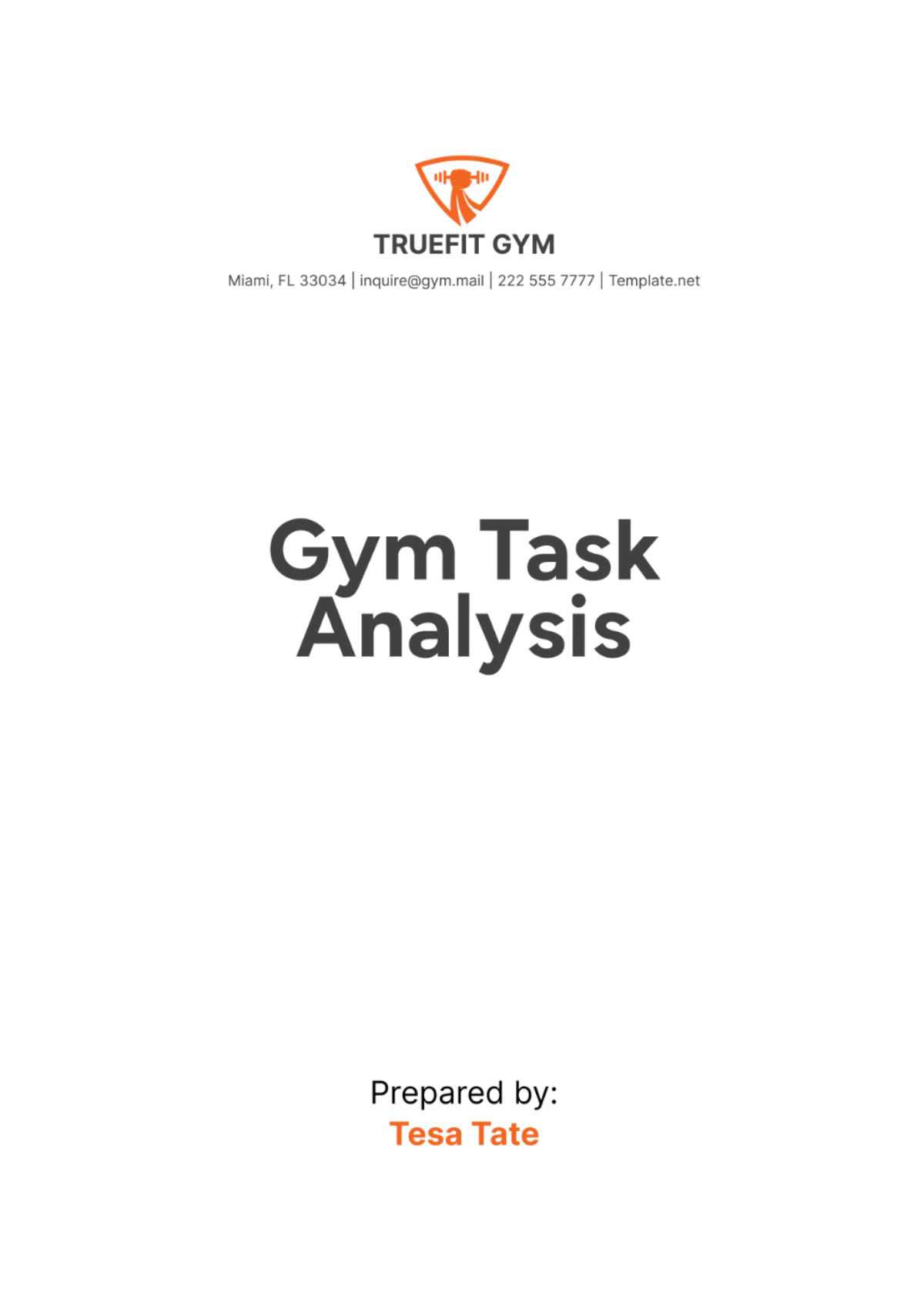 Gym Task Analysis Template - Edit Online & Download