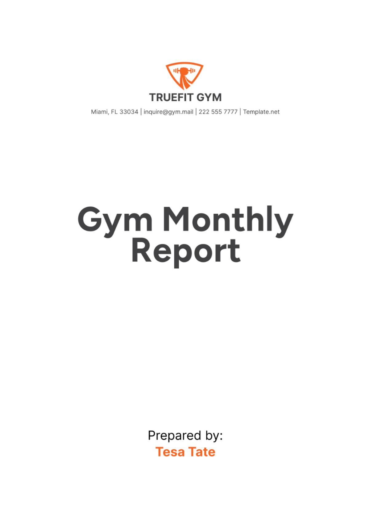 Gym Monthly Report Template - Edit Online & Download