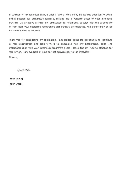 Free Chemistry Internship Cover Letter to Edit Online