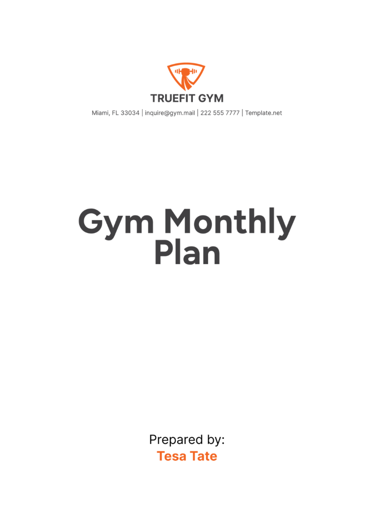 Gym Monthly Plan Template - Edit Online & Download