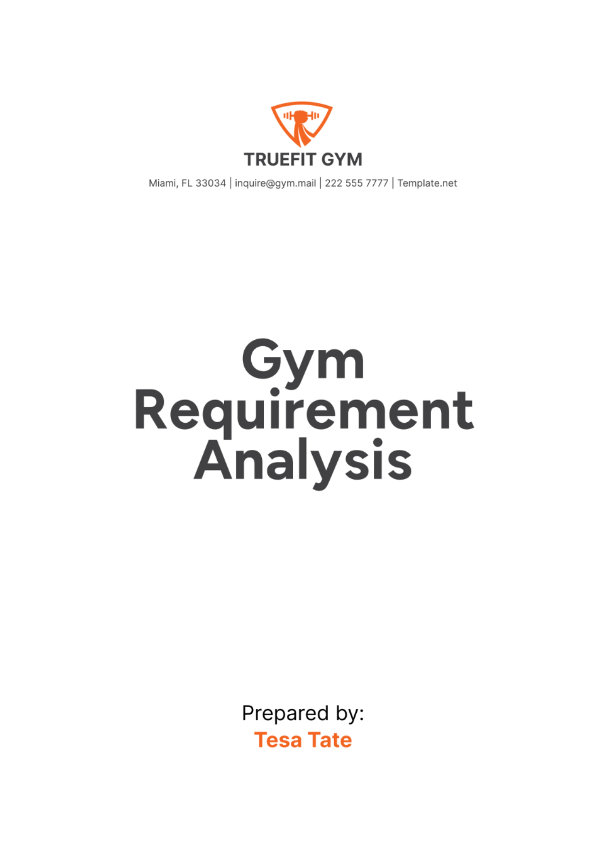 Gym Requirement Analysis Template - Edit Online & Download